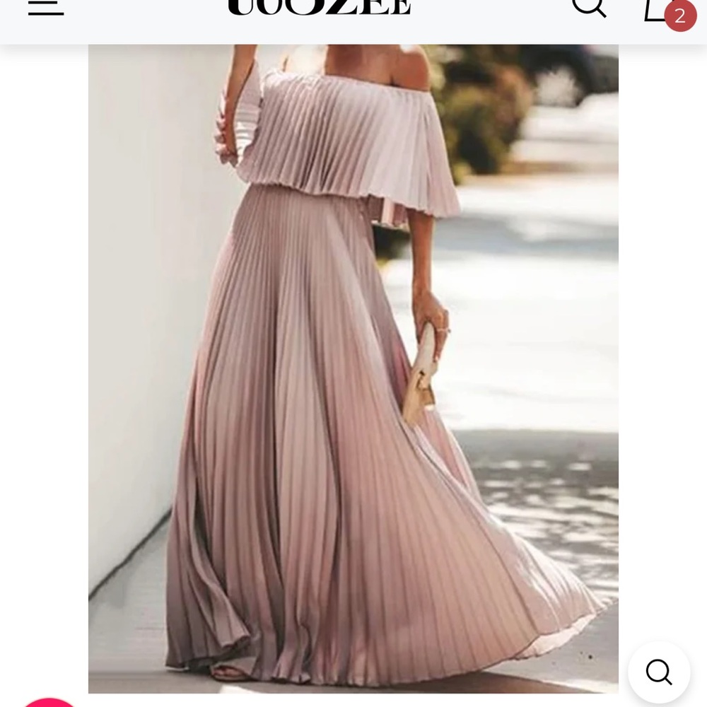 Blush pink lux pleats off or on shoulder spring , Easter, or wedding dress